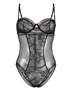 Полупрозрачное боди из кружева, черный Calvin klein