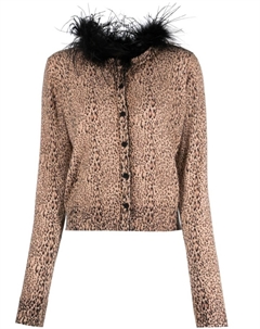Кардиган с бахромой и леопардовым принтом, коричневый Twinset
