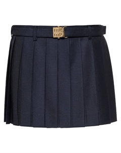 Юбка мини с поясом и складками, синий Miu miu