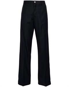 Классические брюки из натуральной шерсти с манжетами, синие Miu miu