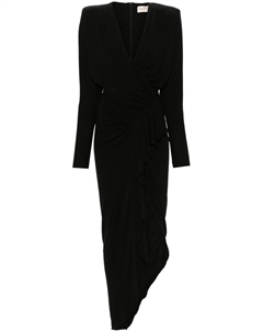 Креповое платье макси с V-образным вырезом, черный Alexandre vauthier