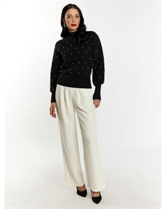 Вязаный свитер с жемчугом, черный Faina