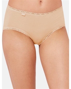 Трусы-Миди, комплект из 6 шт., хлопковое кружево 24/7., бежевый Sloggi