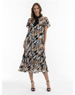 Платье миди с принтом по всей поверхности, черный Faina