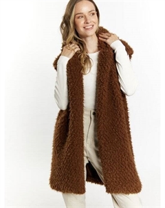 Длинный жилет из искусственного меха., коричневый Dreimaster