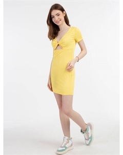 Мини-Платье из трикотажа в рубчик., желтый Mymo