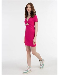 Мини-Платье из трикотажа в рубчик., розовый Mymo