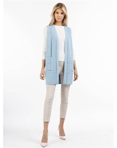 Вязаный жилет длинный, синий Usha