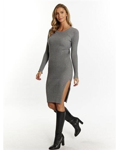 Платье в рубчик со стразами, серый Faina