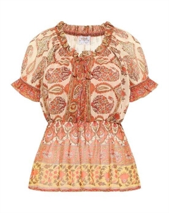 Блузка-Рубашка с рюшами на рукавах, оранжевый Usha