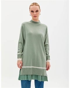 Многослойная плиссированная юбка-туника Moss Green Kayra