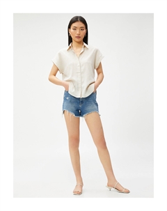 Рубашка с коротким рукавом и потайными пуговицами, экрю Koton