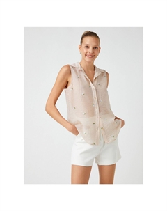 Рубашка без рукавов с вышивкой, розовый Koton