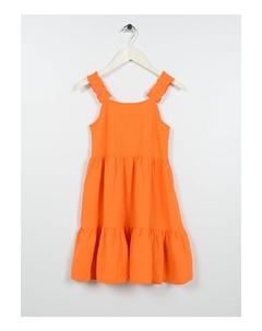 Простое оранжевое длинное платье для девочки, оранжевый Koton