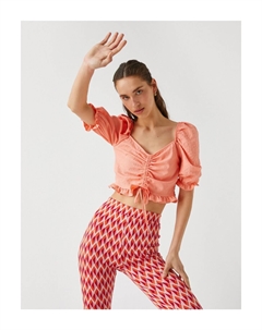 Укороченная блузка со сборками, розовый Koton