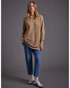 Трикотажная туника с круглым вырезом в полоску и камнем Kayra