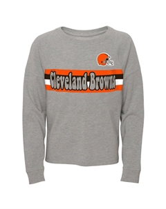 Серая футболка Cleveland Browns в полоску с длинным рукавом и реглан для юниоров Outerstuff