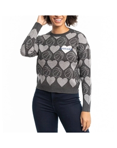 Женский темно-серый пуловер Lusso Golden State Warriors Basketball Love с кристаллами интарсии, свитер Unbranded