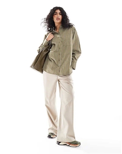 Рубашка оверсайз в оливковую полоску Asos design