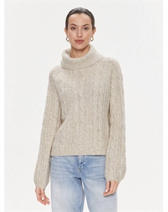Свитер с высоким воротником обычного кроя, бежевый Jdy