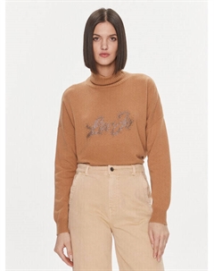 Свитер с высоким воротником обычного кроя, коричневый Liu jo