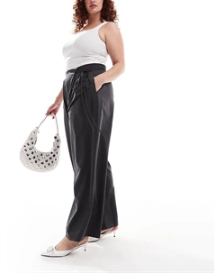 Брюки широкого кроя с завязками-завязками серого цвета Asos