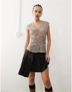 Прозрачная блузка без рукавов с V-образным вырезом и корсетной отделкой на талии из молда Weekday