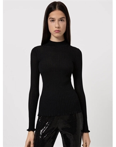 Свитер с высоким воротником приталенного кроя, черный Hugo