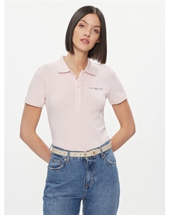 Рубашка-поло узкого кроя, розовый Tommy hilfiger
