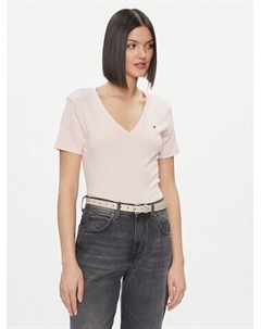 Футболка узкого кроя, розовый Tommy hilfiger