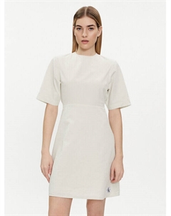 Летнее платье стандартного кроя, экрю Calvin klein