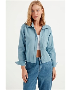 Повседневная рубашка без воротника, синий Herita