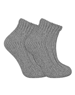 Женские носки-ботфорты из смесовой шерсти с низким вырезом в массивную рубчиковую полоску, серый Sock snob