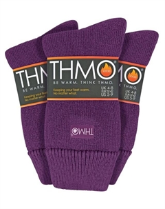 Набор из 3 групповых женских толстых зимних теплых носков с комфортным верхом, фиолетовый Thmo