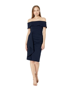 Платье, Short Off-the-Shoulder Scuba Crepe Ruffle Xscape