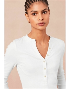 Топ с длинными рукавами BUTTON DETAIL HENLEY, цвет white Next
