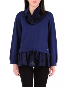 Элегантная голубая толстовка с атласной отделкой Liu jo