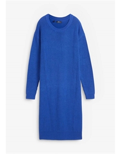 Платье оверсайз в рубчик с разрезом, синий Bpc bonprix collection