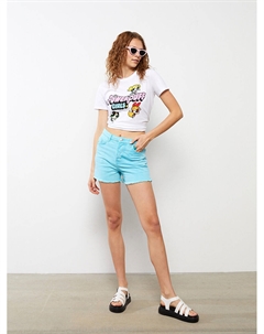 Женские джинсовые шорты стандартного кроя с простыми карманами и деталями, бирюзовый Xside