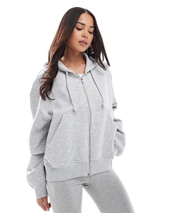 Толстовка Essence свободного кроя на молнии серого цвета Weekday