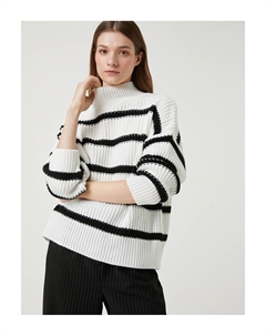 Трикотаж оверсайз Свитер свободного кроя Водолазка из кашемира с текстурой, разноцветный Koton