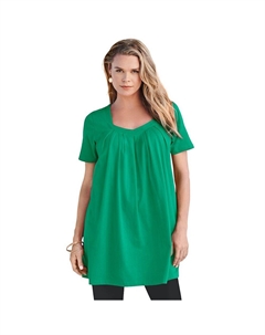 Женская туника больших размеров с плиссированным вырезом Ultimate, цвет Tropical Emerald Roaman's
