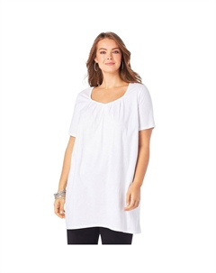 Женская туника больших размеров с плиссированным вырезом Ultimate, белый Roaman's