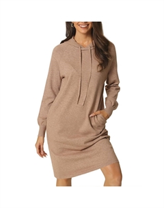 Женский повседневный пуловер-свитшот с длинным рукавом, платье с капюшоном и карманами, цвет Khaki Seta t