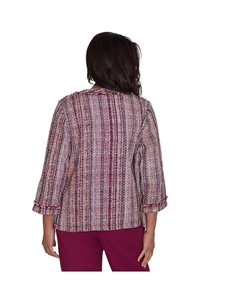 Текстурная куртка с бахромой Petite, цвет Multi Red Alfred dunner