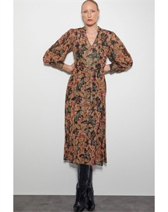 Платье миди Felicity с металлическим цветочным принтом, черный Monsoon