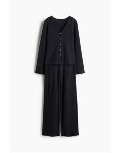 Пижама из джерси в рубчик, черный H&m