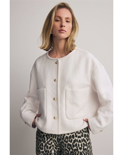 Фактурный жакет из букле с шерстью, белый Next