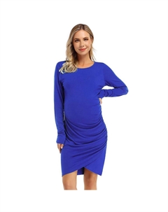 Женские платья для беременных, повседневное облегающее мини-платье с короткими рукавами и рюшами, цвет Sapphire Blue Coolmee