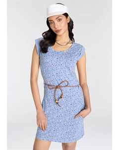 Платье из трикотажа (комплект, со съемным поясом), с принтом по всей поверхности - НОВАЯ КОЛЛЕКЦИЯ, цвет Blau-Grau-Bunt Kangaroos